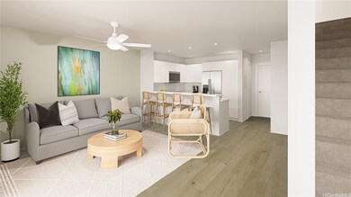 Virtually staged open kitchen living room