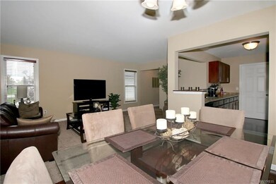View of living room from dining area/kitchen