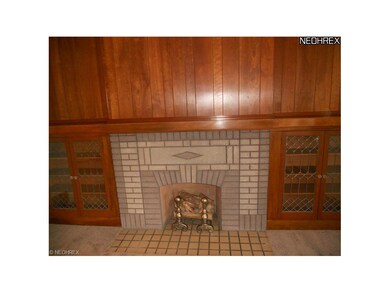 Warm paneled wall in living room with fireplace & 