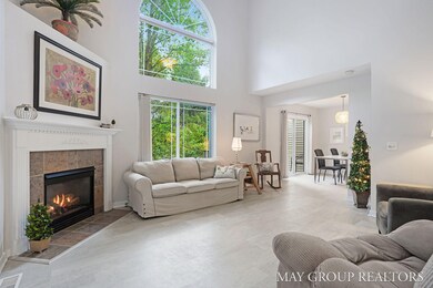 Living room with gas fireplace.