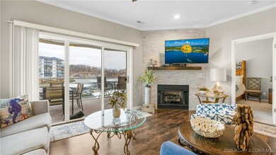 Living room with walk out deck