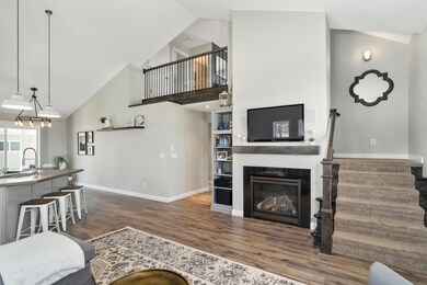 Living Room Fireplace and Stairs
