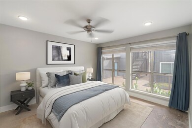 Bedroom featuring recessed lighting, a ceiling fa