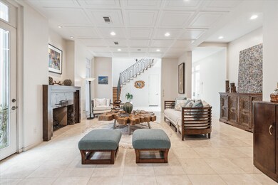 Formal Living room: 20 x 15 
Gas log fireplace and views of the landscaped patio.