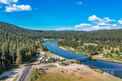 Bird's eye view of a forest and a nearby body of water