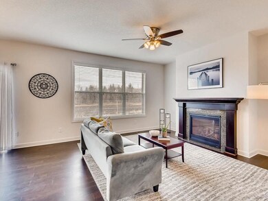 Family room has private views of an open field.  I