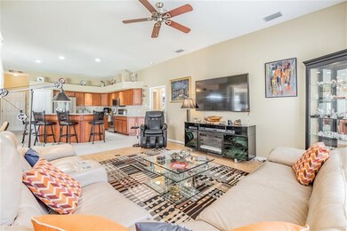 Family room views open kitchen