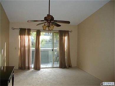 Newly painted living room with cathedral ceiling