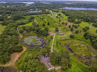Aerial View with main house, pond, & layout of roa