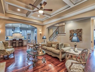 Great Room with coffered ceiling.