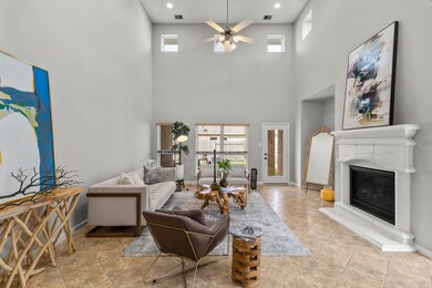 Featuring a gorgeous fireplace