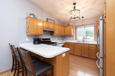 The bright and airy kitchen is located on the main level