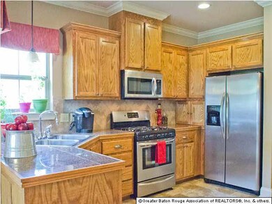 Raised panel oak cabinets and stainless Frigidaire