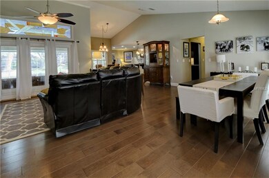 Looking in from entrance, family room -dining room