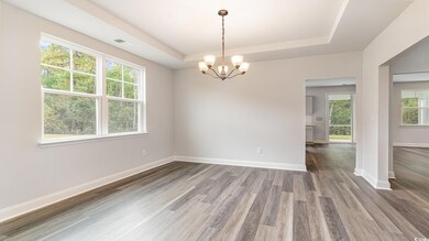 Spare room featuring visible vents, a tray ceiling
