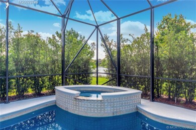 View of the lake from the spa with waterfall