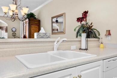 Room details featuring ornamental molding, sink, d