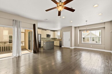 Living and kitchen with side porch