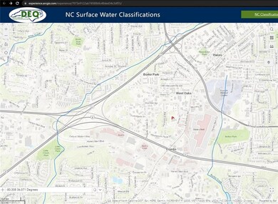 Map showing all bodies of water including creeks and streams in relation to subject property marked with an A.