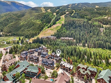 Aerial perspective of suburban area featuring a heavily wooded area and a mountainous background