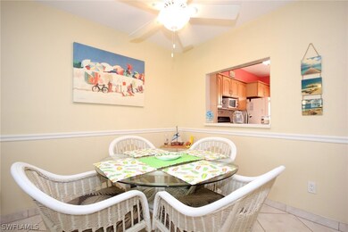 Dining area features a pass through window
