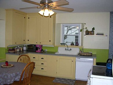 Kitchen. Original bead board cabinets.