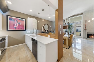Dining space featuring stairway, baseboards, and a