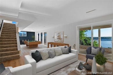 Virtually staged game room lower level