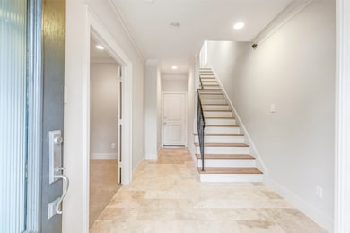 Welcoming space with clean lines, neutral finishes