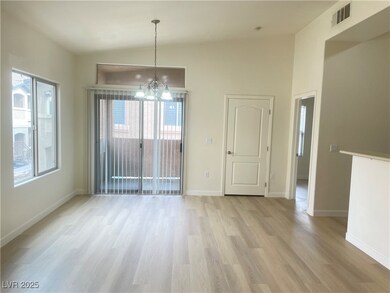 Unfurnished dining area with light wood finished f