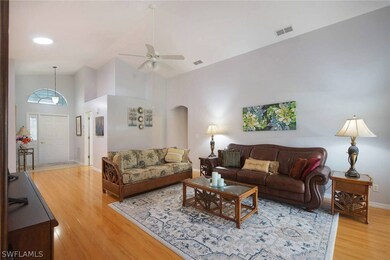 Spacious living room with cathedral ceilings
