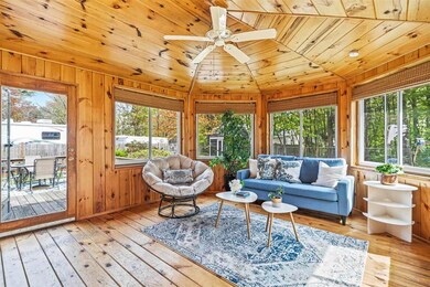 Sunroom leads out to a deck.