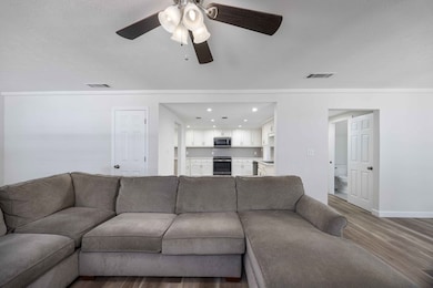 living room open to kitchen