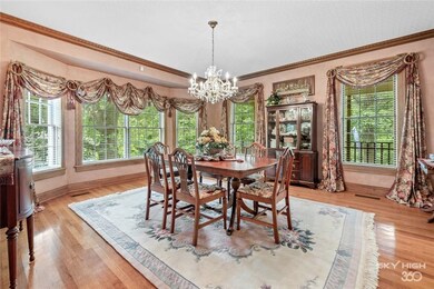 Formal dining room with a lot of windows allowing