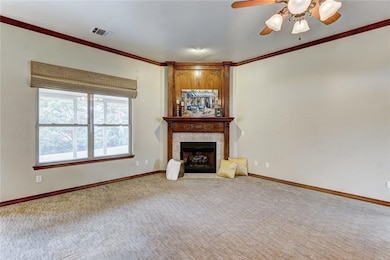Living room with gas fireplace.