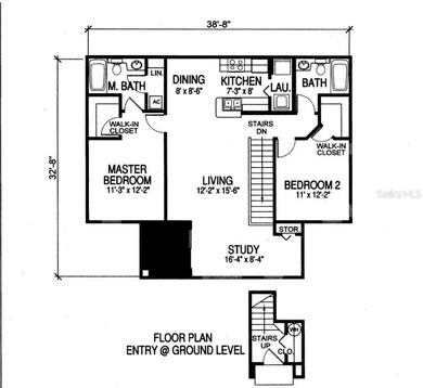 Floor plan entry at ground level. Balcony is the blacked out square.