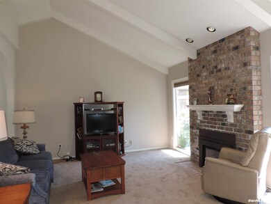 Gas fireplace and slider to patio