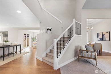 Front door grand 2-story entry with views into 2 oversized living areas