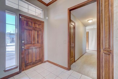 A view of the inside of the front door.