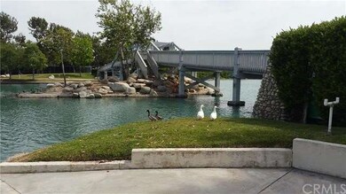 Woodbridge South lake and wood bridge.