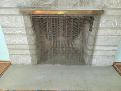 Stone wood burning fireplace