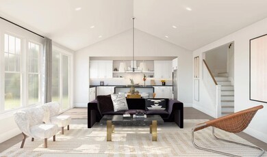 Great room with vaulted ceiling
