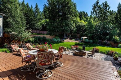Trex decking and stone firepit area