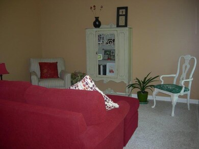Living room with new carpet.