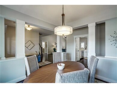Dining room framed with columns
