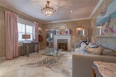 Living room with radiator heating unit, ornamental