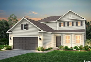 Traditional-style home with an attached garage, dr