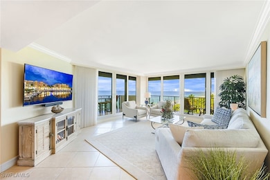 Living room with wrap-around balcony