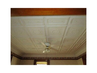 Living Room. Stamped Metal Ceilings