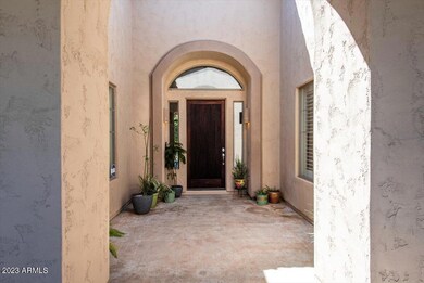 Newly stained front entrance